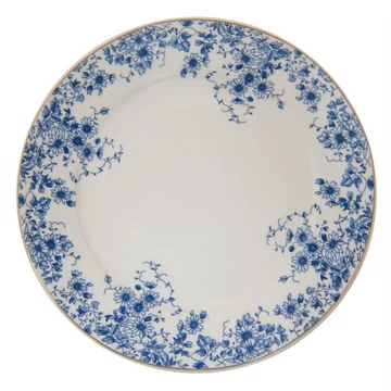 Porcelán desszerttányér 21cm, White Blue Flowers, CLEEF.BFLDP