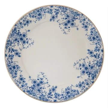 Porcelántányér 26cm, White Blue Flowers, CLEEF.BFLFP