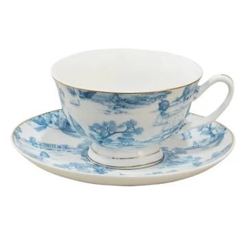 Porceláncsésze+alj, 250ml, keleti tájas, blue, CLEEF.6CEKS0001BL