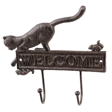 Öntöttvas Welcome fogas macskával,22x5x20cm, CLEEF.6Y5318