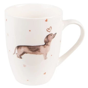 Porcelánbögre 300ml, 12x8x10cm,Dachshund Love, CLEEF.DHLMU