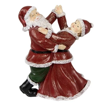 Táncoló mikulás papa és mama, 12x8x15cm, műanyag dekorfigura, CLEEF.6PR3912