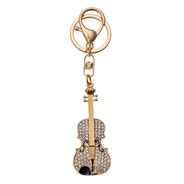 Fém kulcstartó hegedűvel, ezüst színű üveggyönggyel, CLEEF.JZKC0135 Fém kulcstartó hegedűvel, ezüst színű üveggyönggyel, CLEEF.JZKC0135
