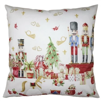 Textil párnahuzat, 45x45cm, polyester, diótörős, CLEEF.KT021.327