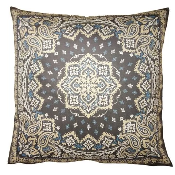 Textil párnahuzat 45x45cm, polyester, kék-barna szőnyegminta, CLEEF.KT021.341