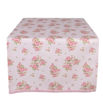 Asztali futó 50x140cm, 100% pamut, Sweet Roses, CLEEF.SWR64