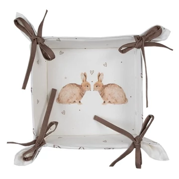 Kenyérkosár 35x35cm 100% pamut, Bunnies in Love, CLEEF.BSLC47