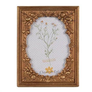 Arany színű rózsás képkeret 14x19/10x15cm, műanyag, CLEEF.2F1040