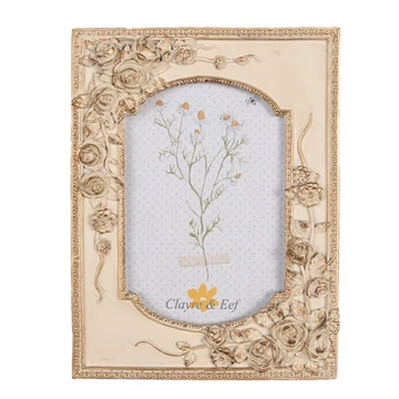 Arany-bézs rózsás képkeret 16x21/10x15cm, műanyag, CLEEF.2F1057