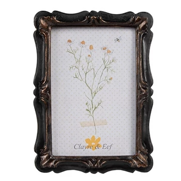 Fekete képkeret bronzos díszítéssel, 14x19/10x15cm, műanyag, CLEEF.2F1067