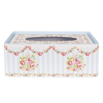 Rózsás papírzsebkendő tartó fémdoboz 25x13x10cm, CLEEF.6BL0119