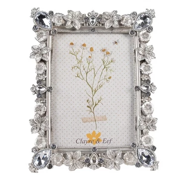Ezüstös virágos képkeret 16x21/10x15cm, műanyag, CLEEF.2F1106