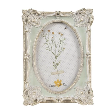 Képkeret halványzöld, barokkos sarokdísszel, 14x19/10x15cm, műanyag, CLEEF.2F1118