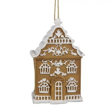 Mézeskalács házikó 6x4x9cm, műanyag függődísz, CLEEF.6PR4212