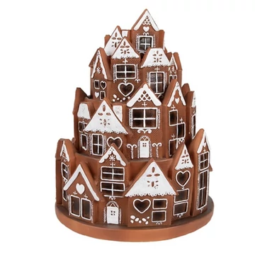 Mézeskalács házikók LED-es, kör alakban, 21x26cm, műanyag, CLEEF.6PR4345