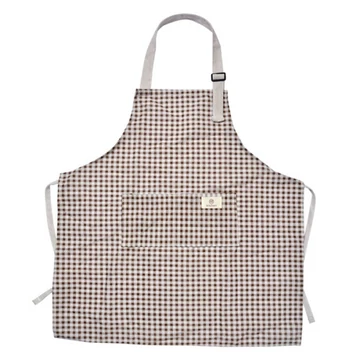 Kockás kötény 65x70cm, barna, polyester, CLEEF.KT041.037G