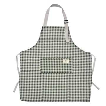 Kockás kötény 65x70cm, zöld, polyester, CLEEF.KT041.037GR
