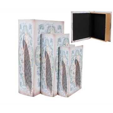 Pávás fadobozszett 3 részes, 27X22x7/22x17x6/17x12x4cm, CLEEF.65690