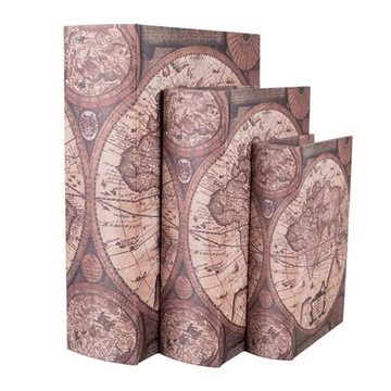 Antik térképes fadobozszett 3 részes, 27X22x7/22x17x6/17x12x4cm, CLEEF.65695