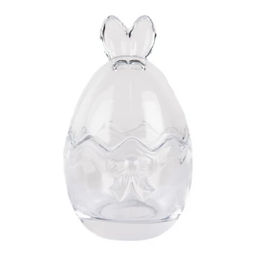 Nyuszifejes bonbonier, 8x14cm, masnis üveg, CLEEF.6GL4922