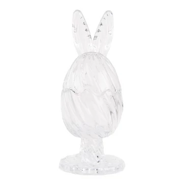 Nyuszifüles talpas bonbonier, 9x22cm, csíkos üveg, CLEEF.6GL4926 Nyuszifüles talpas bonbonier, 9x22cm, csíkos üveg, CLEEF.6GL4926