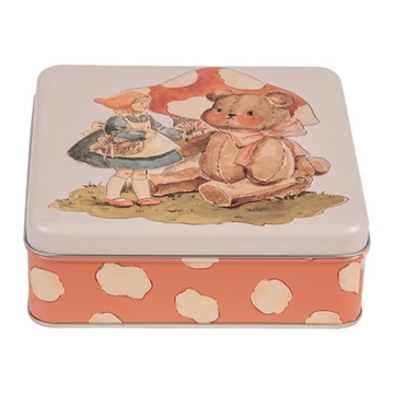 Fémdoboz 17x17x6cm, macis kislányos, CLEEF.6BL0138