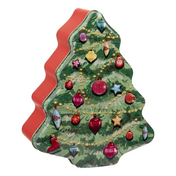 Karácsonyfa formájú fémdoboz, 15x18x7cm, CLEEF.6BL0154