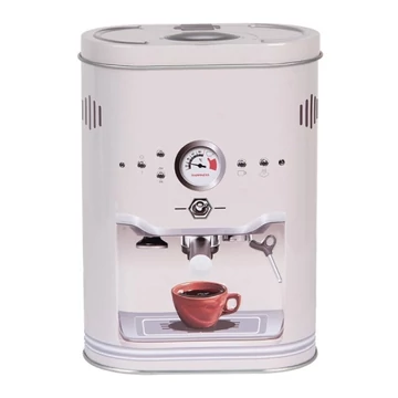 Fémdoboz kávéfőző dekorral, 14x8x19cm, CLEEF.6BL0188 Fémdoboz kávéfőző dekorral, 14x8x19cm, CLEEF.6BL0188