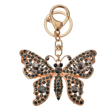 Fém kulcstartó fekete pillangós, üveggyönggyel, 6x2x8cm, CLEEF.JZKC0169 Fém kulcstartó fekete pillangós, üveggyönggyel, 6x2x8cm, CLEEF.JZKC0169
