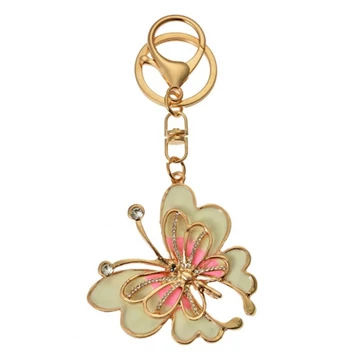 Fém kulcstartó pillangós, üveggyönggyel, 5x1x6cm, CLEEF.JZKC0192 Fém kulcstartó pillangós, üveggyönggyel, 5x1x6cm, CLEEF.JZKC0192