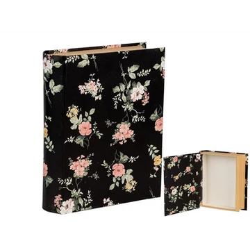 Rózsás karton könyvdoboz 17x14x5cm, fekete, CLEEF.66013Z