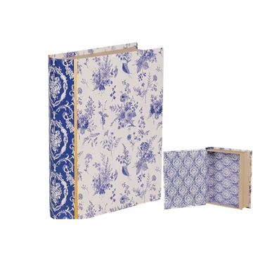 Kék virágos karton könyvdoboz 17x14x5cm, CLEEF.66014