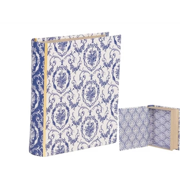 Kék tapétamintás karton könyvdoboz 17x14x5cm, CLEEF.66016