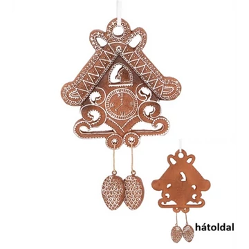 Mézeskalács kakukkos óra 12x2x18cm, műanyag függődísz, CLEEF.6PR5315