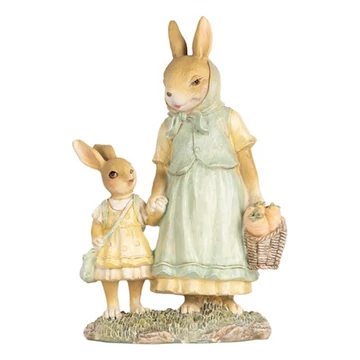 Nyuszimama nyuszikislánnyal sétál,14x7x20cm, műanyag dekorfigura, CLEEF.6PR5453 Nyuszimama nyuszikislánnyal sétál,14x7x20cm, műanyag dekorfigura, CLEEF.6PR5453