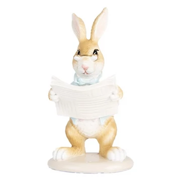 Olvasó szemüveges nyuszi 9x9x15cm, műanyag dekorfigura, CLEEF.6PR5462