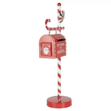 Santa postaláda, piros fém dekoráció, 20x12x51cm, CLEEF.6Y5857