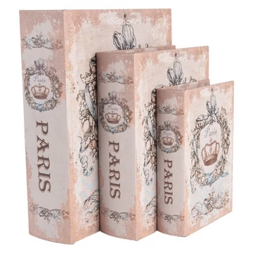 Paris feliratú, koronás fadobozszett 3 részes, 27X22x7/22x17x6/17x12x4cm, CLEEF.66262