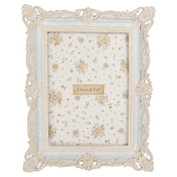 Kék képkeret barokkos fehér díszítéssel, 18x3x23/13x18cm, műanyag, CLEEF.2F1355M
