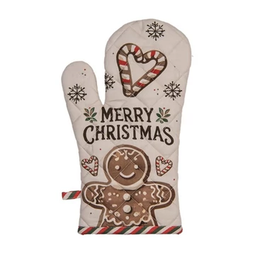 Edényfogó kesztyű 18x30cm,100% pamut, Classic Gingerbread Magic, CLEEF.CGM44