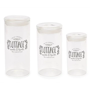 Cottage tárolóüveg 3 részes, 10x16/10x18,5/10x21cm, N.S.ZHH21301 Cottage tárolóüveg 3 részes, 10x16/10x18,5/10x21cm, N.S.ZHH21301