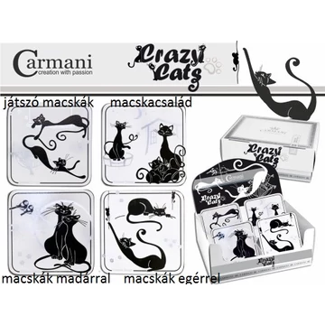Parafa poháralátét, fekete macskás 10x10cm, H.C.017-2100