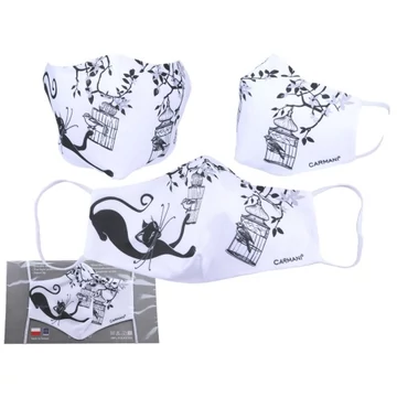 Textilmaszk 18,5x13,5cm, polyester,fekete macskás,kalitka (nem orvosi célra), H.C.021-9862