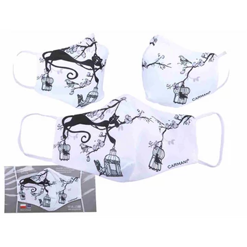 Textilmaszk 18,5x13,5cm, polyester, fekete macskás,kalitka (nem orvosi célra), H.C.021-9863