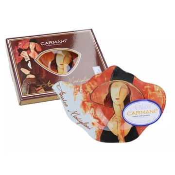 Üveg teafiltertartó 14x9cm,Modigliani:Jeanne Hebuterne kalapban, H.C.198-9402