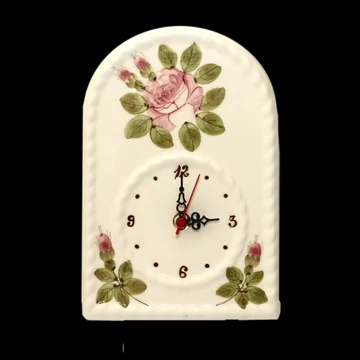 Romantik rózsás óra,kerámia,kézzel festett-15x24x4cm, V.K.05-01-17