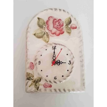 Telerózsás,domború mintás, bordó óra,kerámia,kézzel festett-15x24x4cm, V.K.05-01-20 Telerózsás,domború mintás, bordó óra,kerámia,kézzel festett-15x24x4cm, V.K.05-01-20