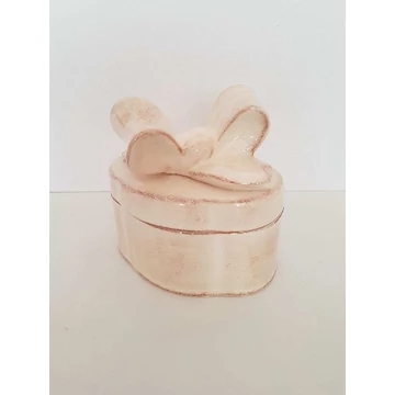 Romantik natúr doboz ovál,kerámia,kézzel festett-15,5x11,5x15cm, V.K.27-15