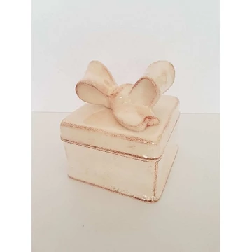 Romantik natúr doboz szögletes,kerámia,kézzel festett-13,5x13,5x14,5cm, V.K.27-16
