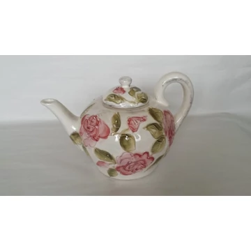 Domború mintás kanna,virágos bordó,kerámia,kézzel festett-1,5liter, V.K.30-01-02